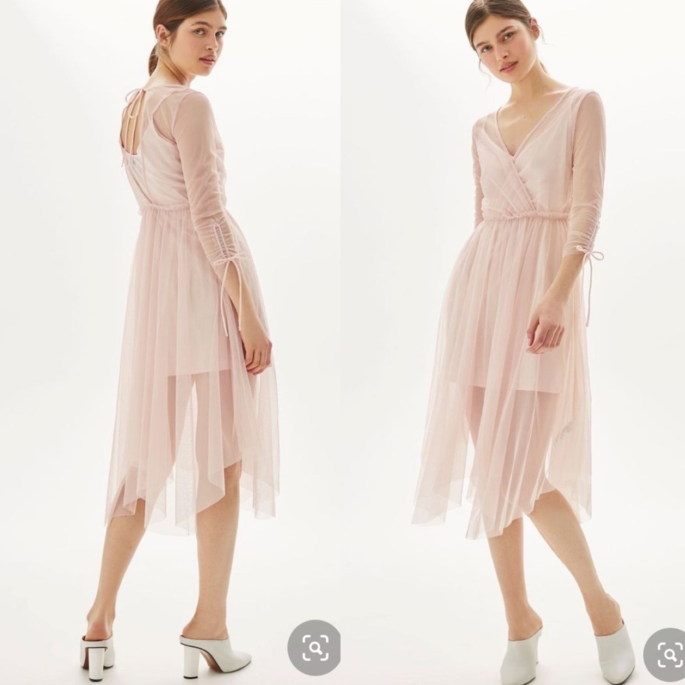 Topshop Wrap Mesh Midi Dress
